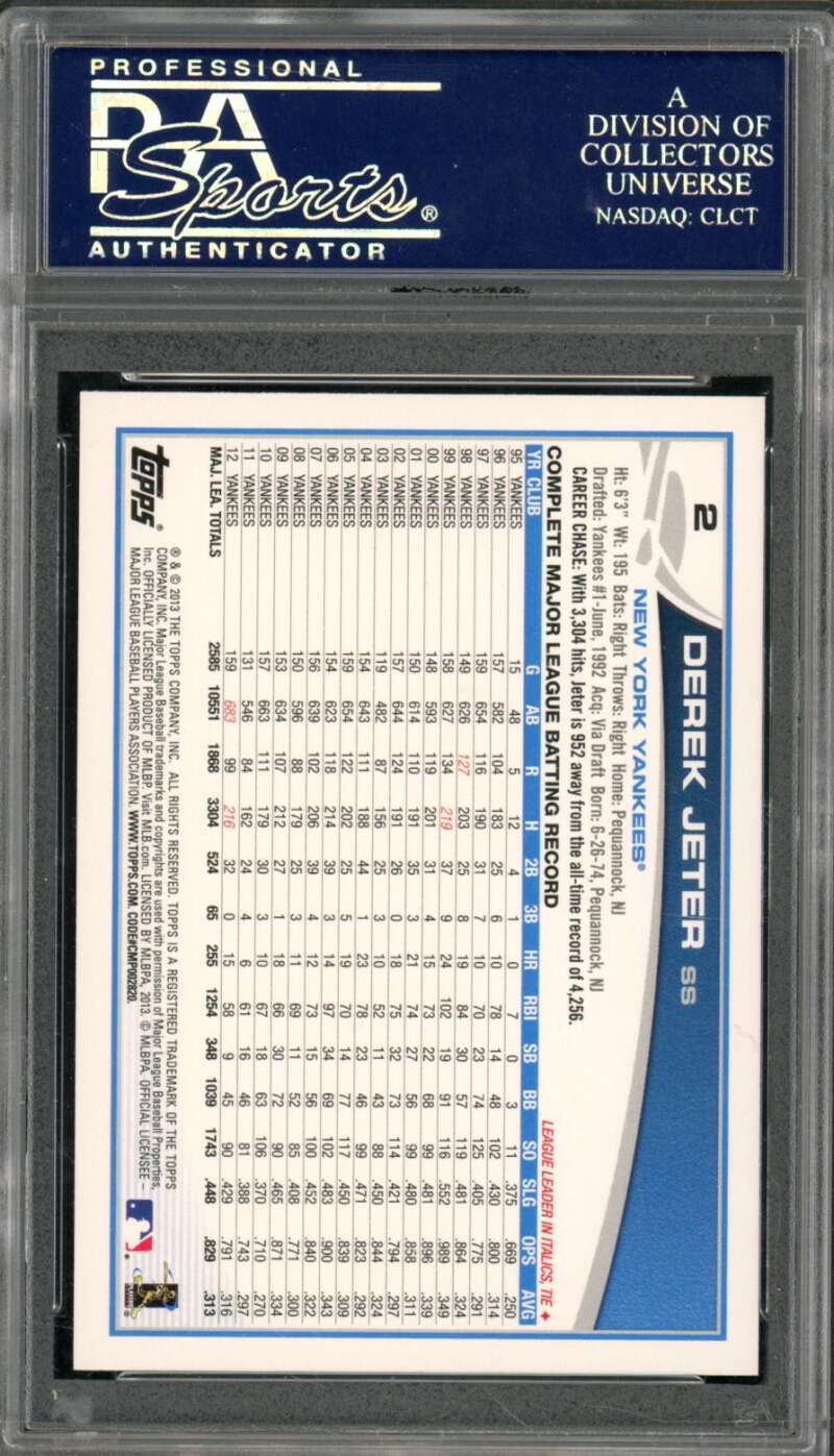 Derek Jeter Card 2013 Topps #2 PSA 9 Image 2