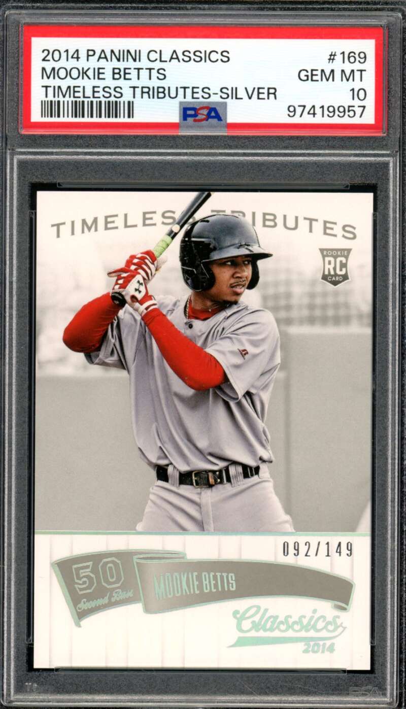 Mookie Betts Rookie 2014 Panini Classics Timeless Tributes Silver #169 PSA 10 Image 1