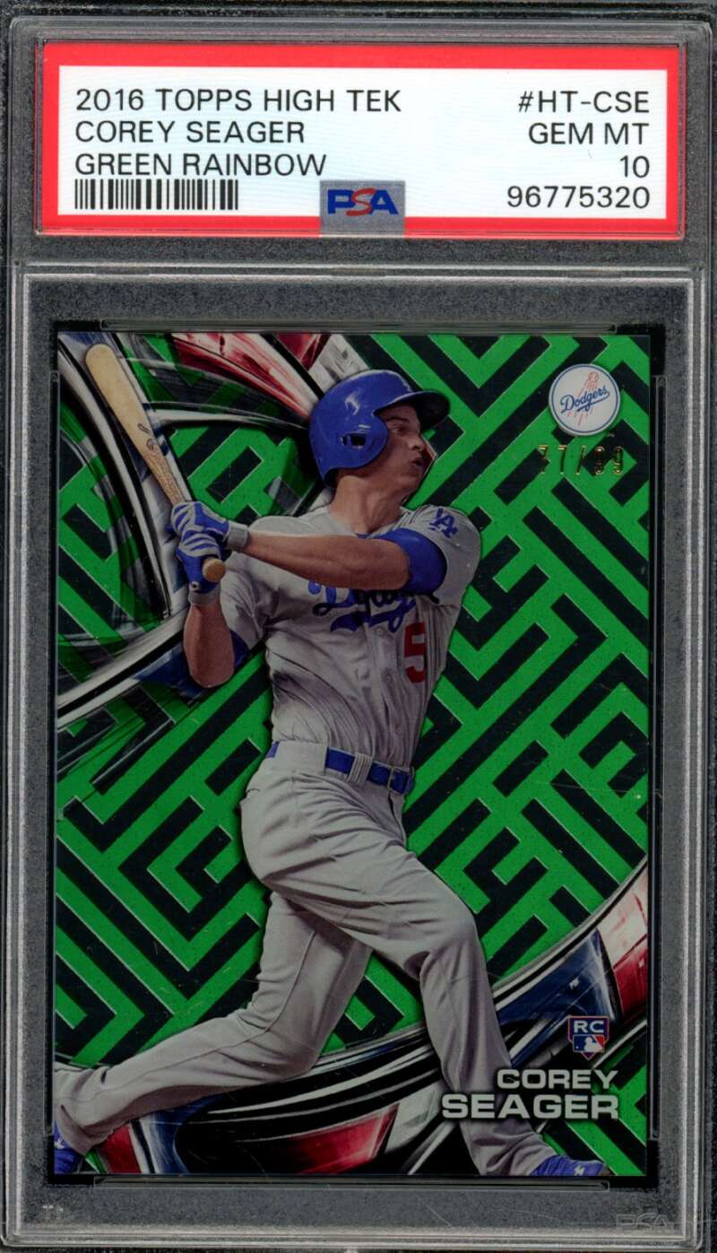 Corey Seager Rookie Card 2016 Topps High Tek Green Rainbow #HT-CSE PSA 10 Image 1