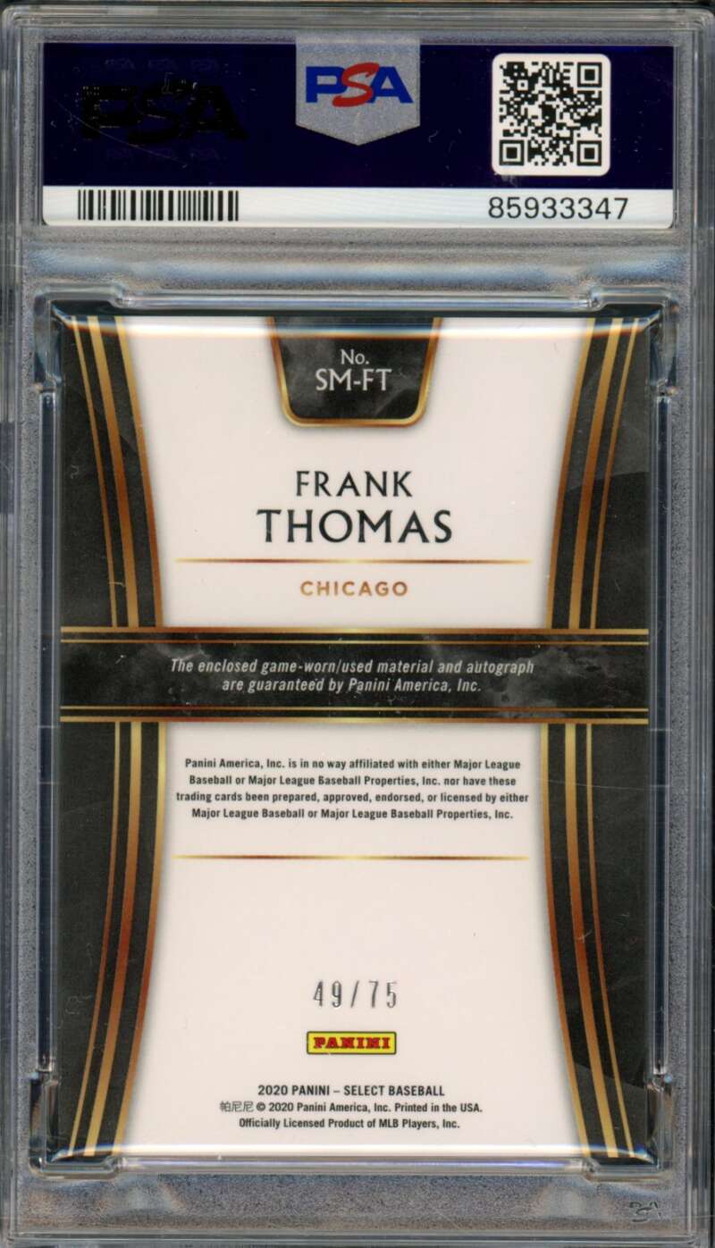 Frank Thomas 2020 Panini Select Signature Materials #SMFT PSA 10 Authentic Auto Image 2