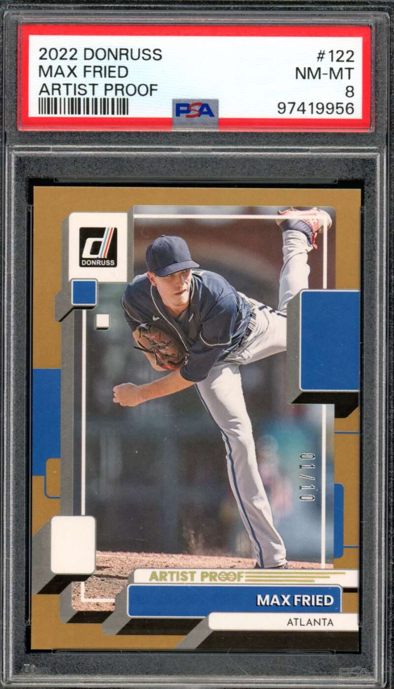 Max Fried Card 2022 Donruss Artist Proof (Serial #d 1/10) #122 PSA 8 Image 1