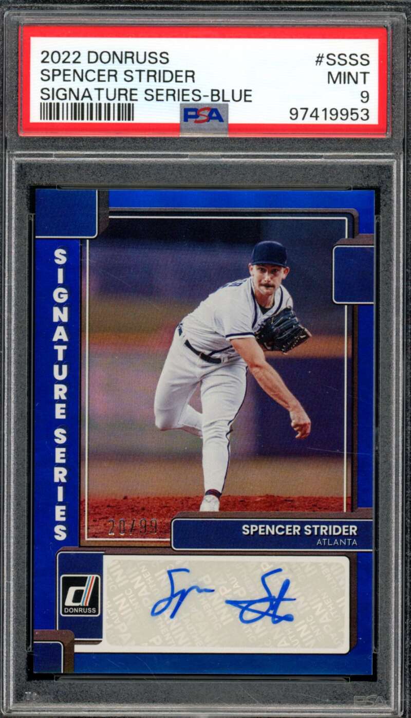 Spencer Strider Rookie 2022 Donruss Signature Series Blue (pop 1) #ssss PSA 9 Image 1