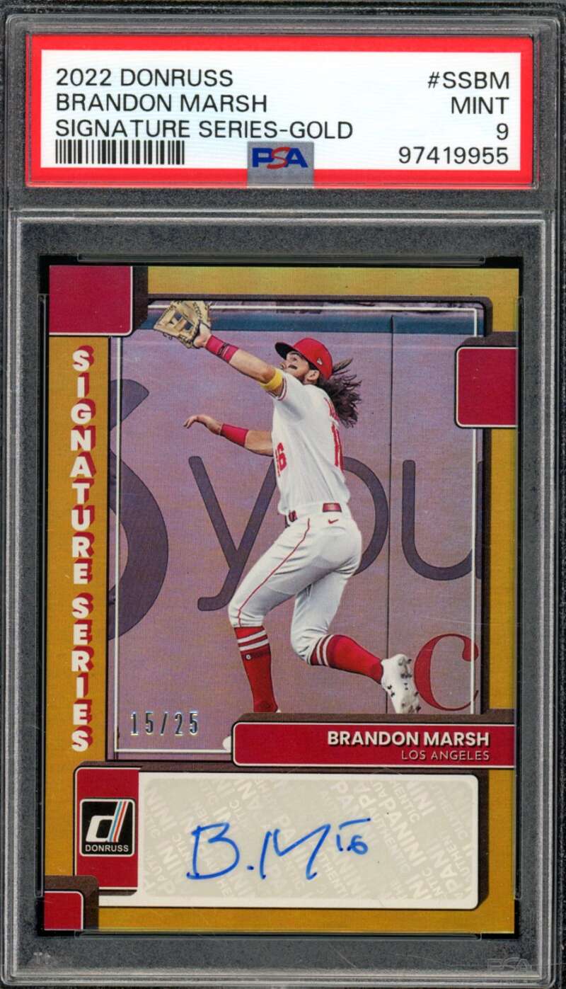 Brandon Marsh 2022 Donruss Signature Series Gold (15/25) (pop 1) #ssbm PSA 9 Image 1