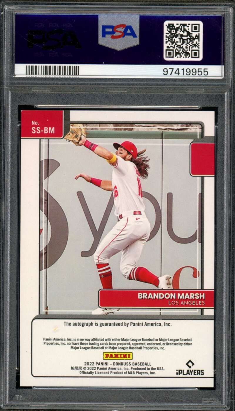 Brandon Marsh 2022 Donruss Signature Series Gold (15/25) (pop 1) #ssbm PSA 9 Image 2