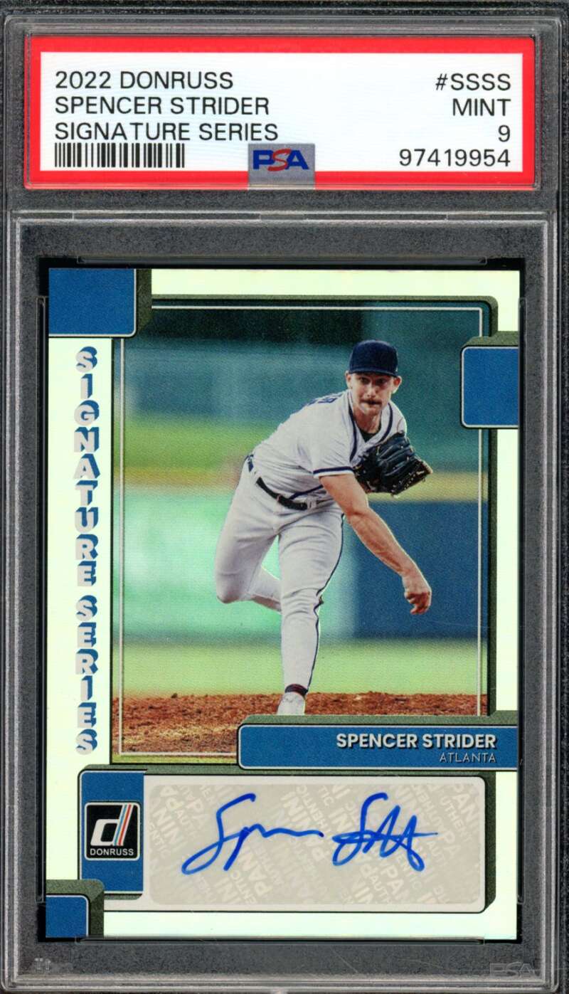 Spencer Strider Rookie Card 2022 Donruss Signature Series #ssss PSA 9 Image 1