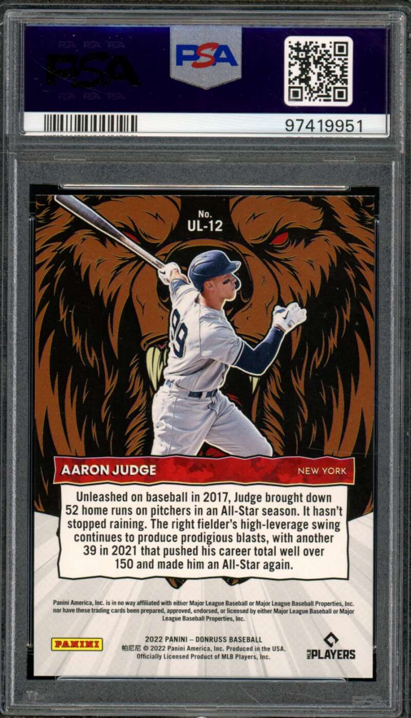 Aaron Judge Card 2022 Donruss Unleashed (pop 3) #UL12 PSA 10 Image 2