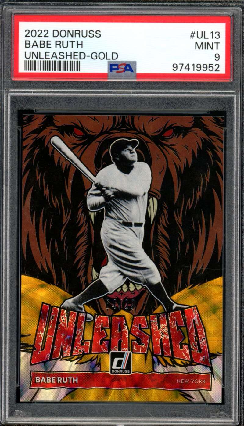 Babe Ruth Card 2022 Donruss Unleashed Gold #UL13 PSA 9 Image 1