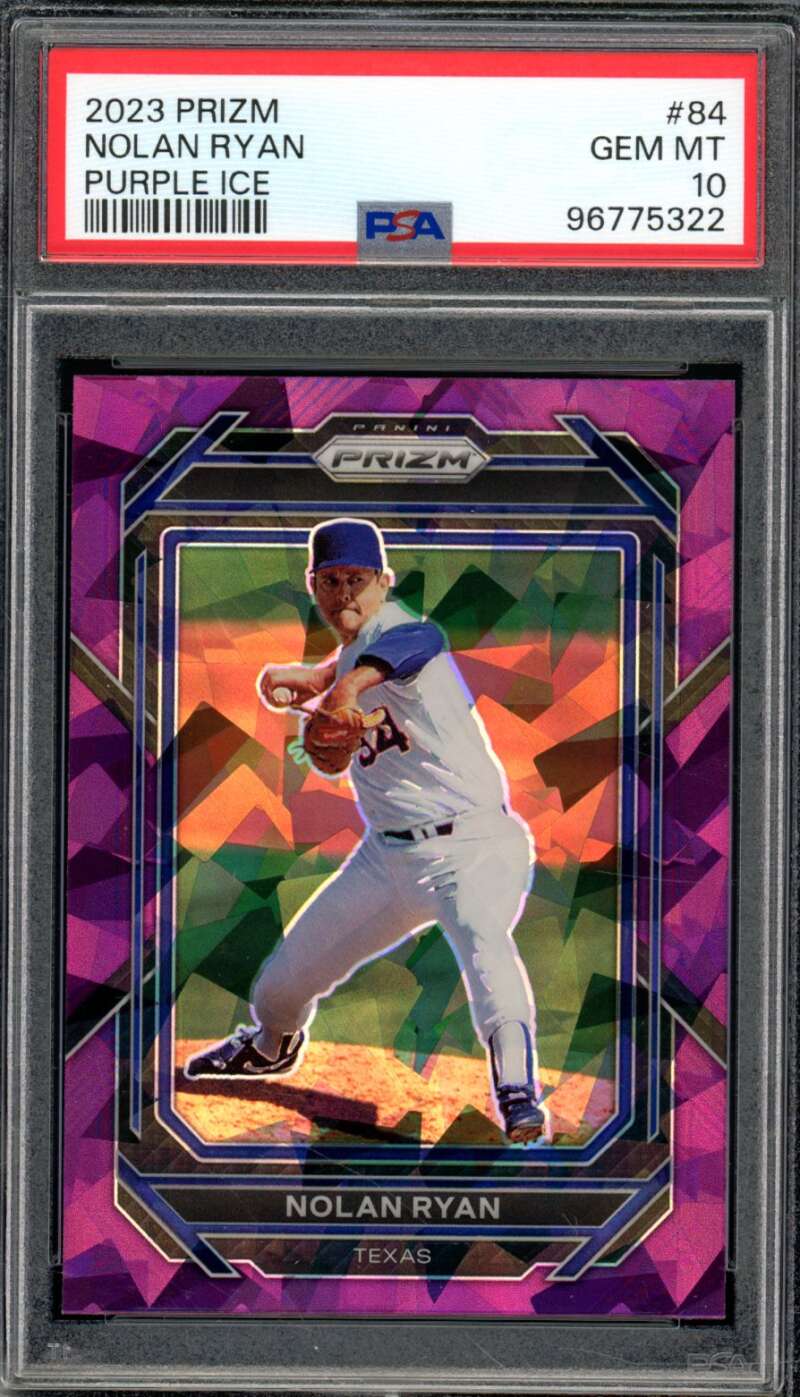 Nolan Ryan Card 2023 Prizm Purple Ice (pop 1) #84 PSA 10 Image 1