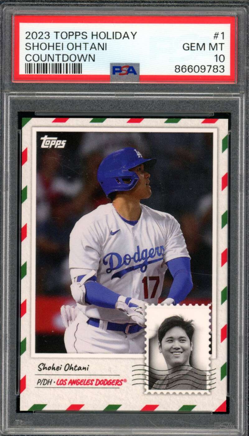 Shohei Ohtani Card 2023 Topps Holiday Countdown #1 PSA 10 Image 1