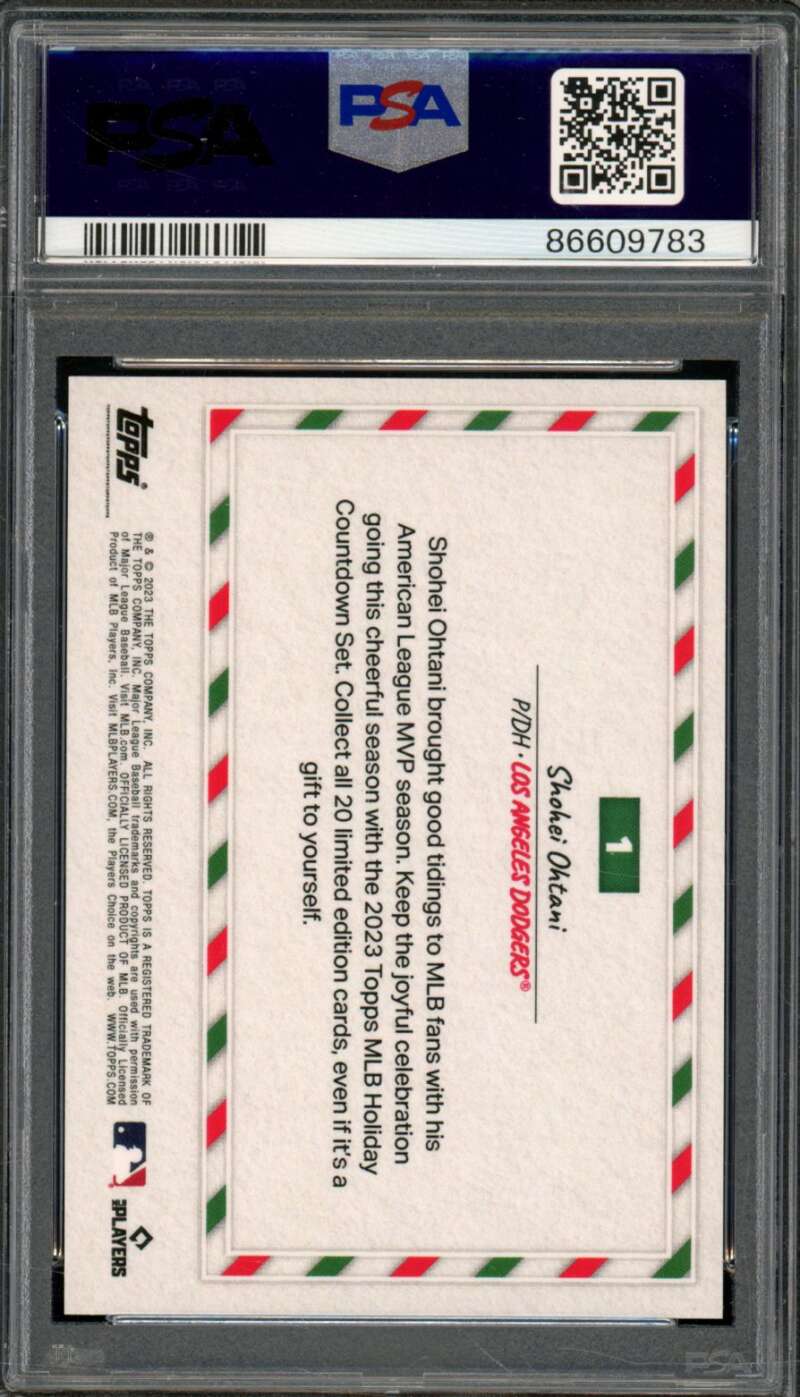 Shohei Ohtani Card 2023 Topps Holiday Countdown #1 PSA 10 Image 2