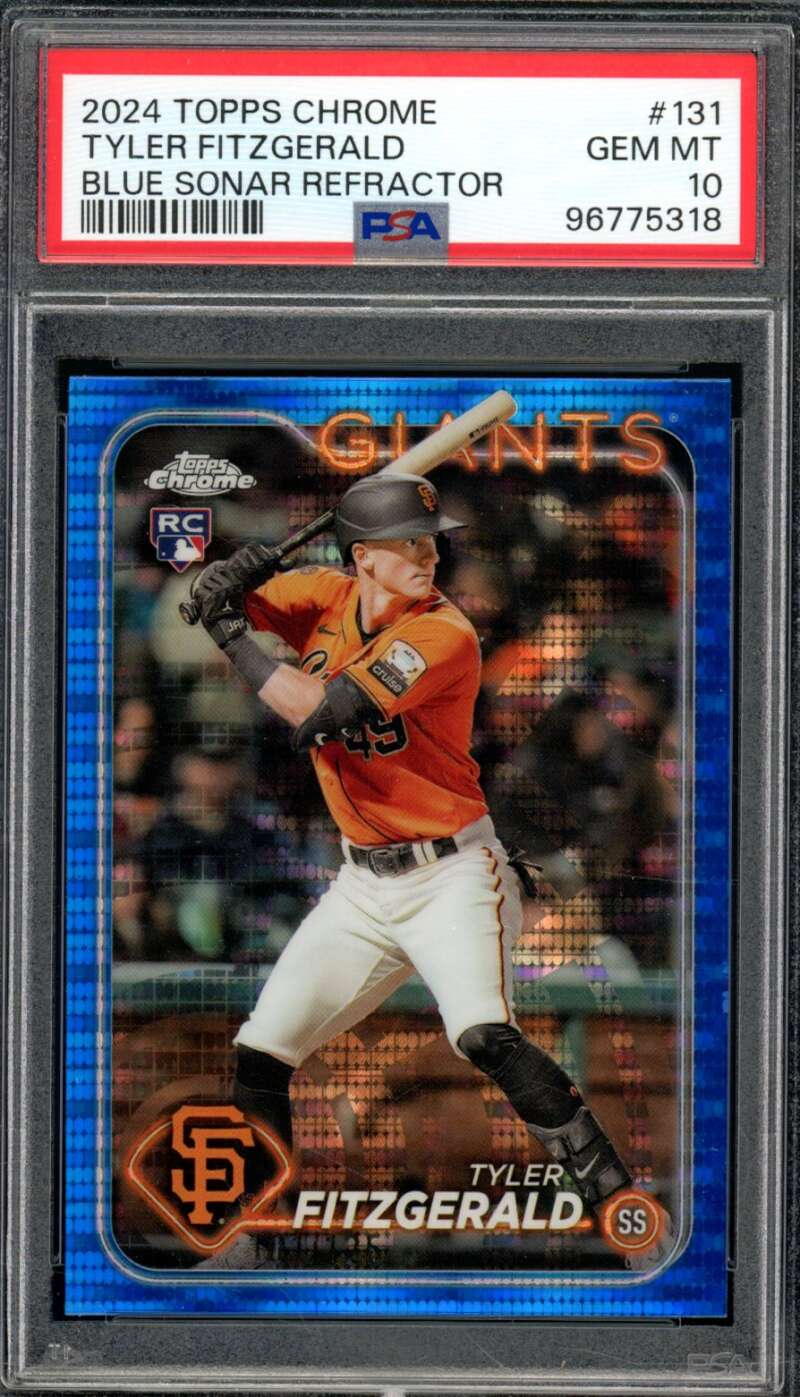 Tyler Fitzgerald Rookie 2024 Topps Chrome Blue Sonar Ref (pop 2) #131 PSA 10 Image 1