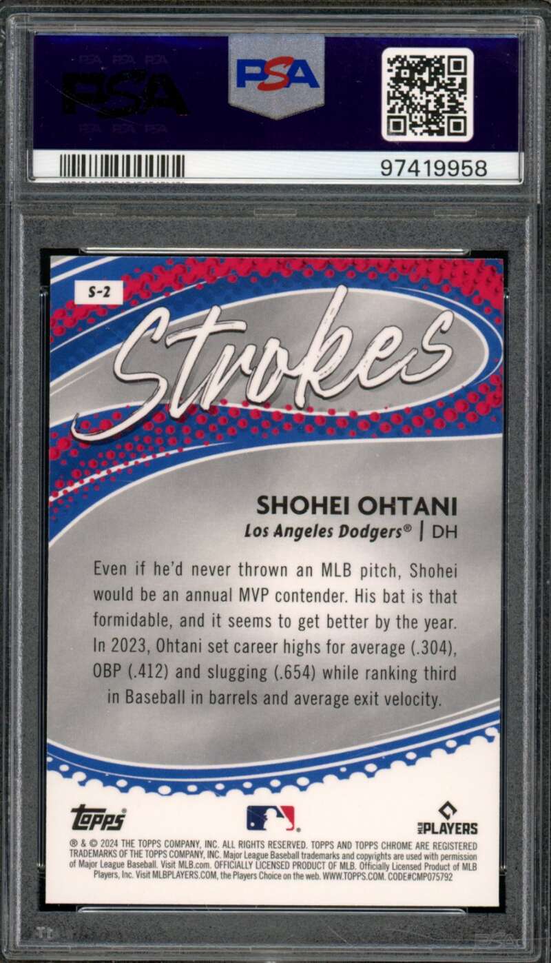 Shohei Ohtani Card 2024 Topps Chrome Strokes #S2 PSA 10 Image 2