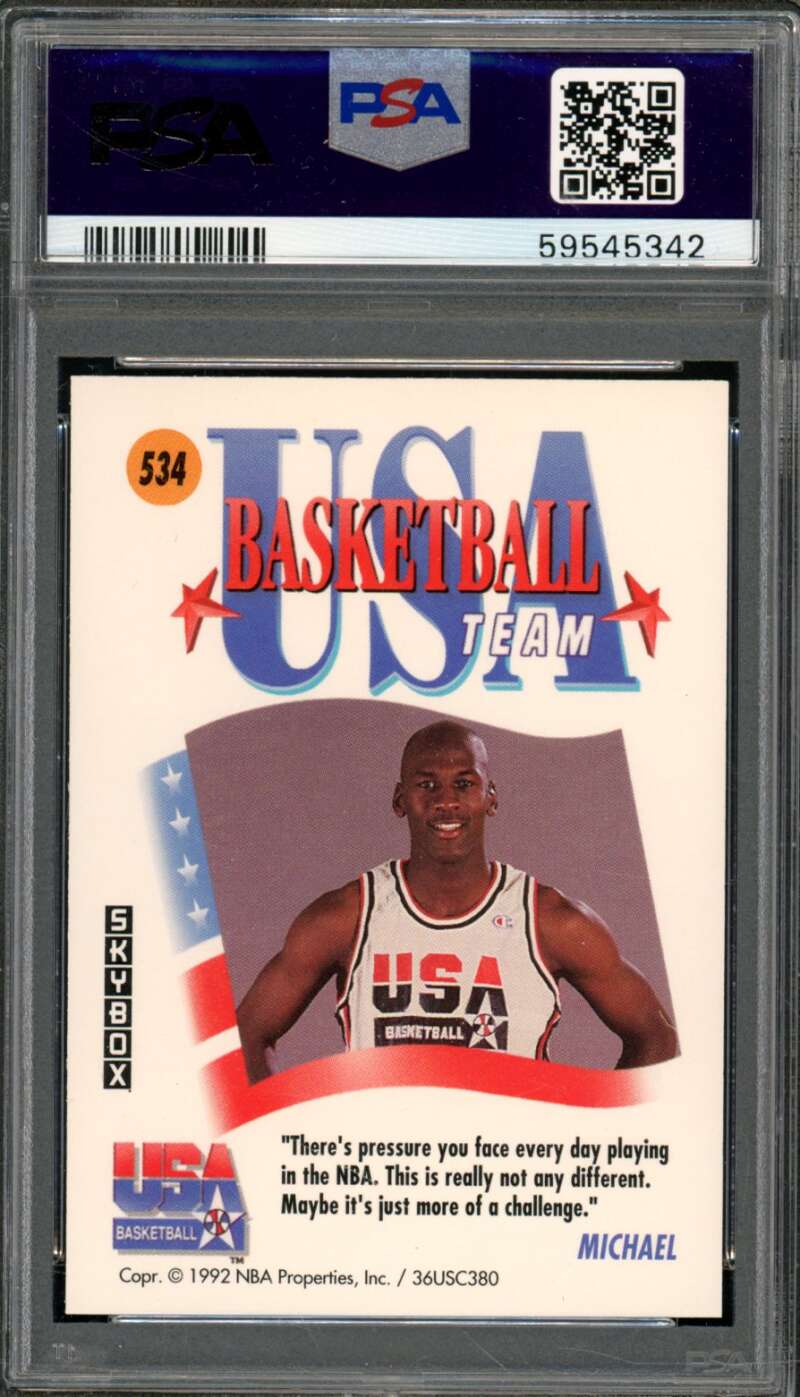 Michael Jordan Card 1991-92 SkyBox USA #534 PSA 10 Image 2