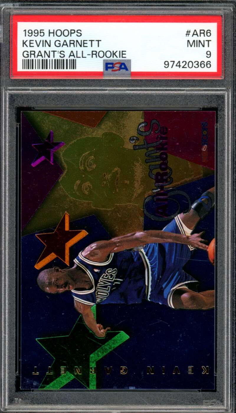 Kevin Garnett Rookie Card 1995-96 Hoops Grant's All-Rookie #AR6 PSA 9 Image 1