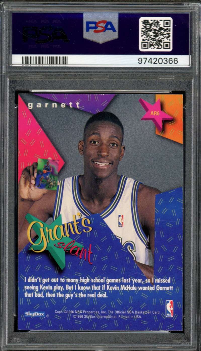 Kevin Garnett Rookie Card 1995-96 Hoops Grant's All-Rookie #AR6 PSA 9 Image 2