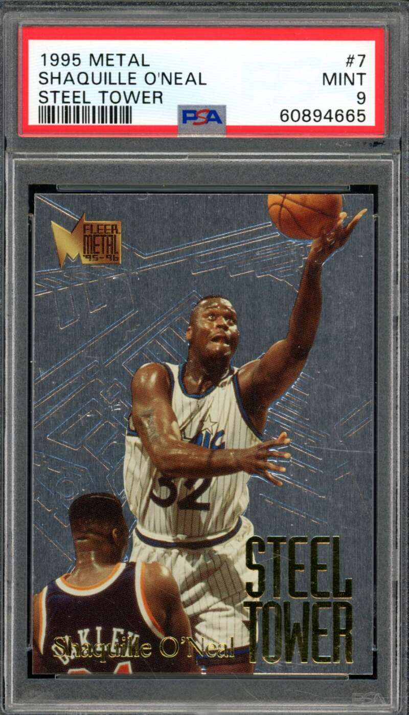 Shaquille O'Neal Card 1995-96 Metal Steel Tower #7 PSA 9 Image 1