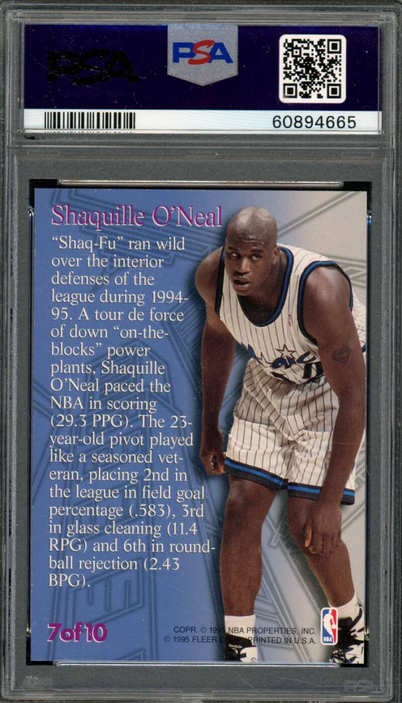 Shaquille O'Neal Card 1995-96 Metal Steel Tower #7 PSA 9 Image 2