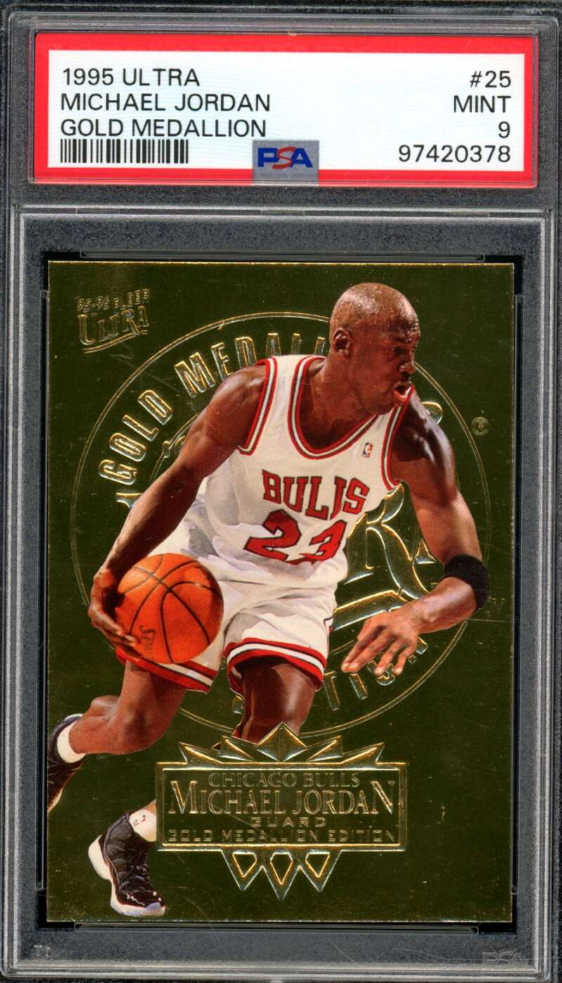 Michael Jordan Card 1995-96 Ultra Gold Medallion #25 PSA 9 Image 1