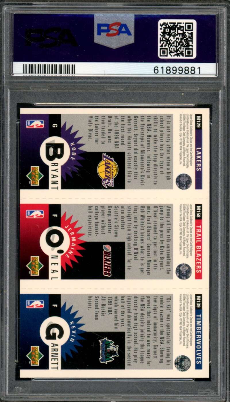 Kobe Bryant Rookie Card w/Garnett 1996-97 Collector's Choice Mini #nno PSA 9 Image 2