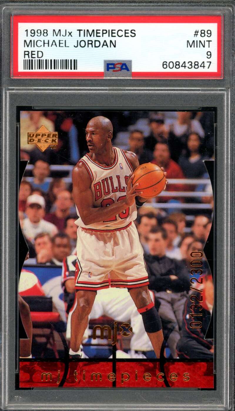 Michael Jordan Card 1998-99 MJX Timepieces Red #89 PSA 9 Image 1