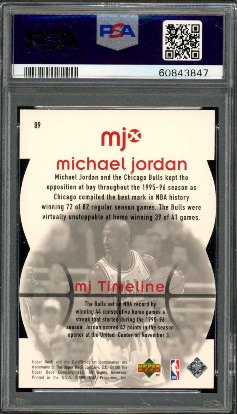 Michael Jordan Card 1998-99 MJX Timepieces Red #89 PSA 9 Image 2