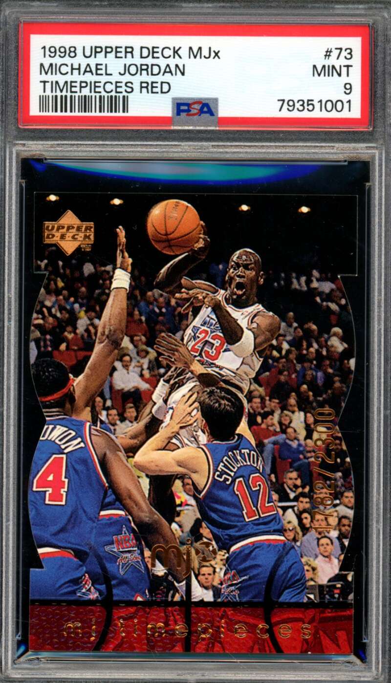 Michael Jordan Card 1998-99 MJX Timepieces Red #73 PSA 9 Image 1