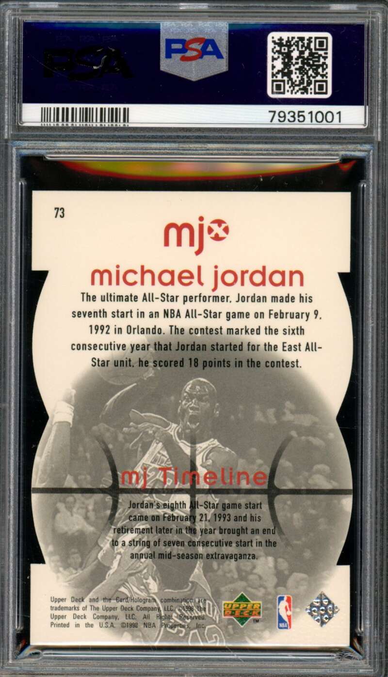 Michael Jordan Card 1998-99 MJX Timepieces Red #73 PSA 9 Image 2