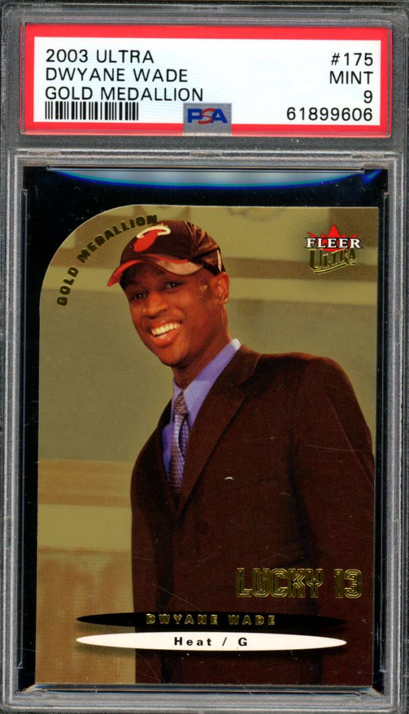 Dwyane Wade Rookie Card 2003-04 Ultra Gold Medallion #175 PSA 9 Image 1