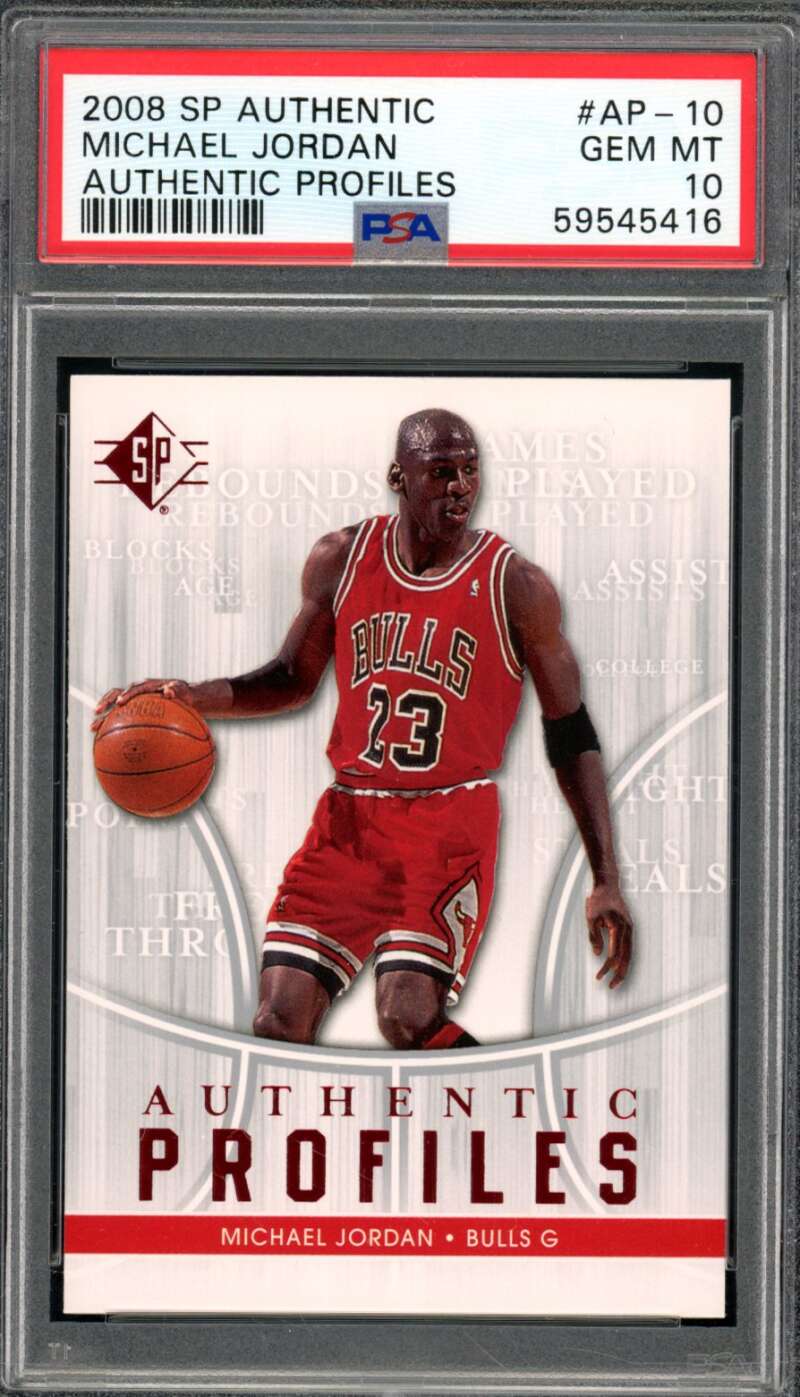 Michael Jordan Card 2008-09 SP Authentic Authentic Profiles #AP-10 PSA 10 Image 1