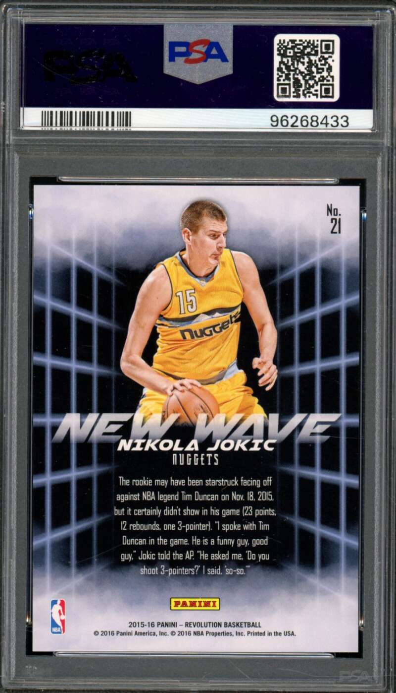 Nikola Jokic Rookie Card 2015-16 Panini Revolution New Wave #21 PSA 9 Image 2