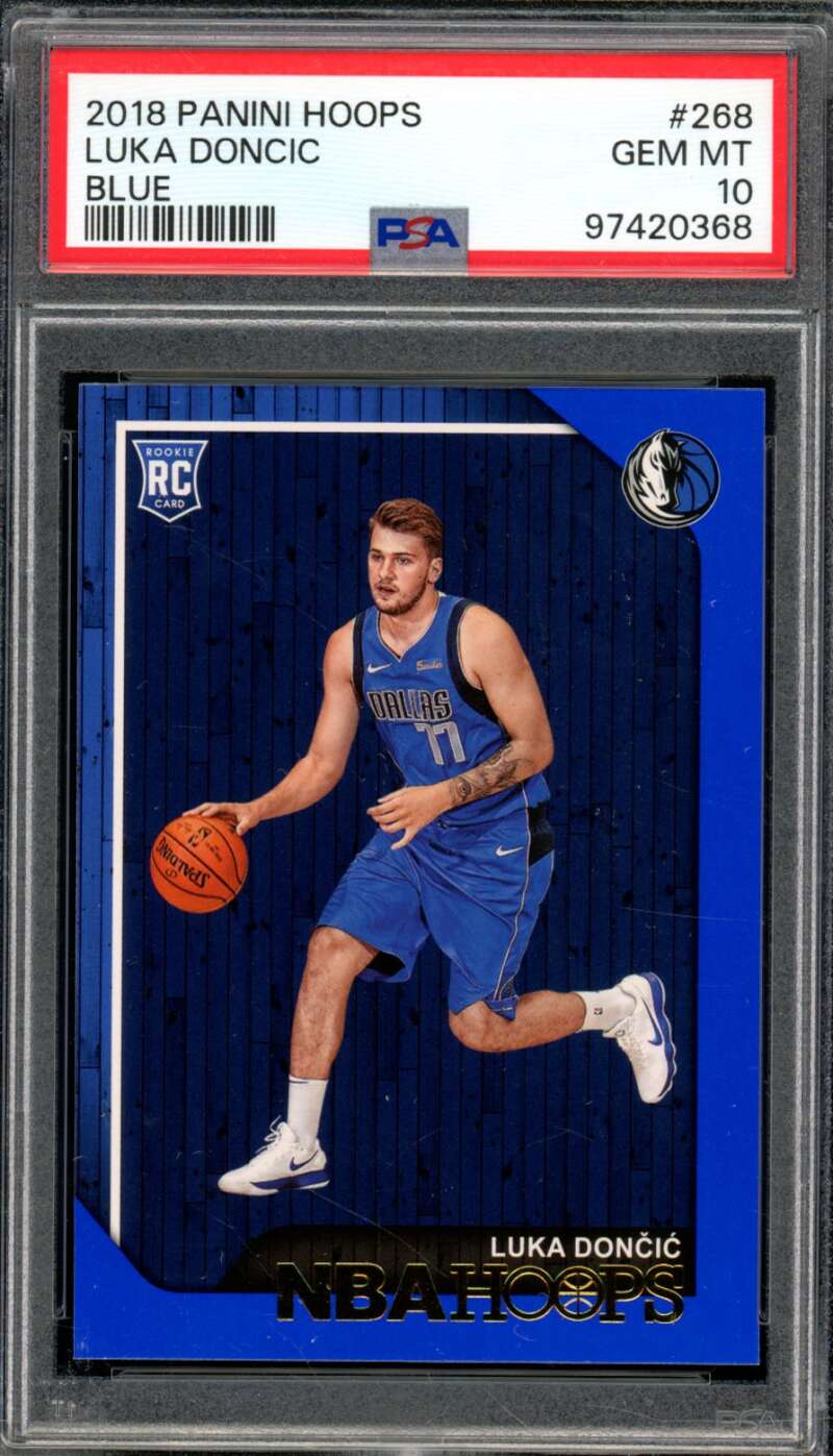 Luka Doncic Rookie Card 2018-19 Panini Hoops Blue (pop 15) #268 PSA 10 Image 1