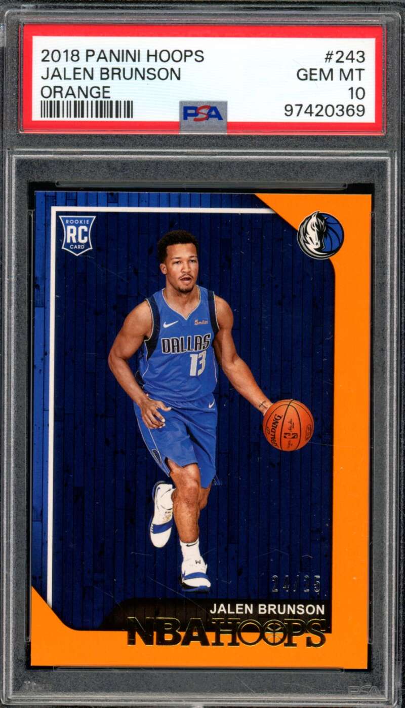 Jalen Brunson Rookie Card 2018-19 Panini Hoops Orange (pop 1) #243 PSA 10 Image 1