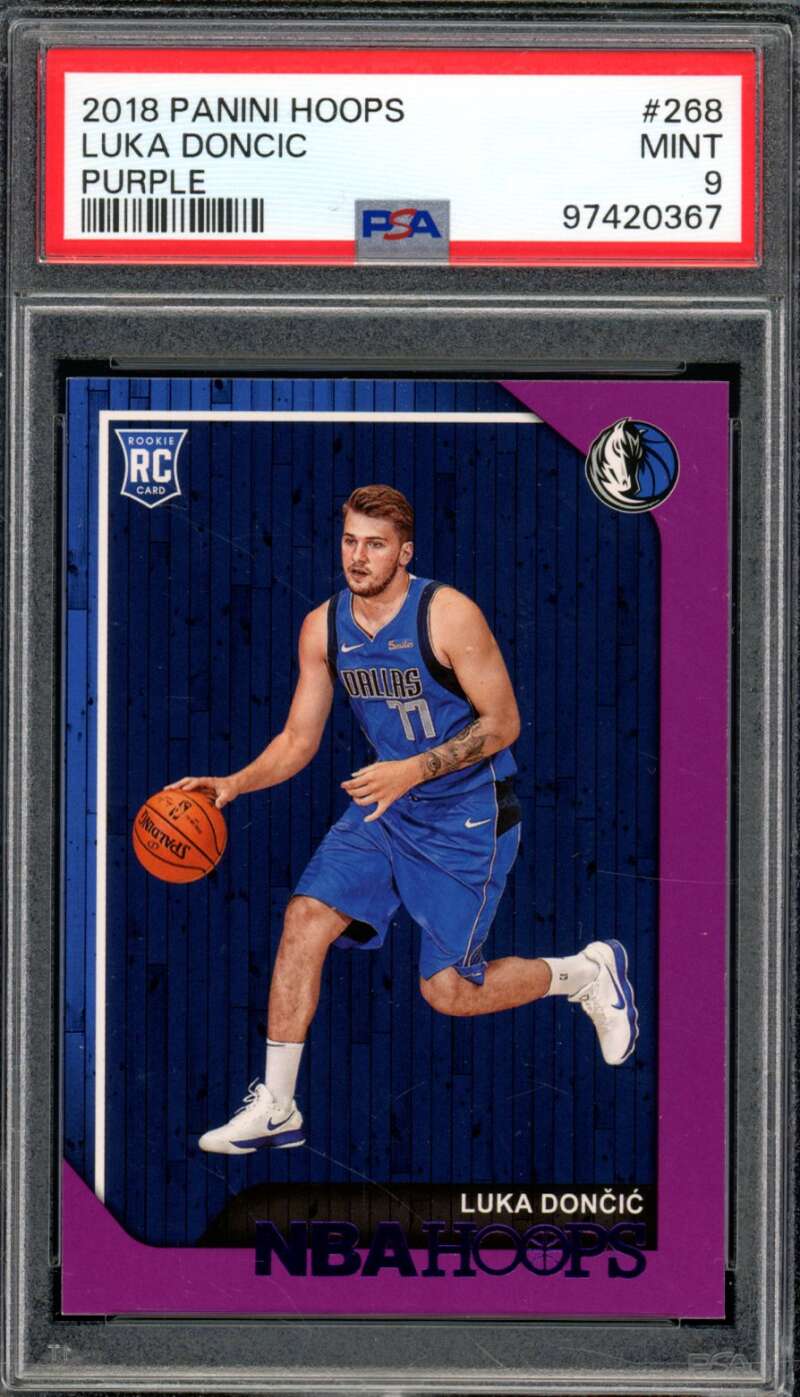 Luka Doncic Rookie Card 2018-19 Panini Hoops Purple #268 PSA 9 Image 1