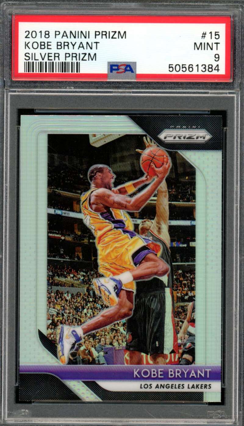 Kobe Bryant Card 2018-19 Panini Prizm Silver Prizm #15 PSA 9 Image 1