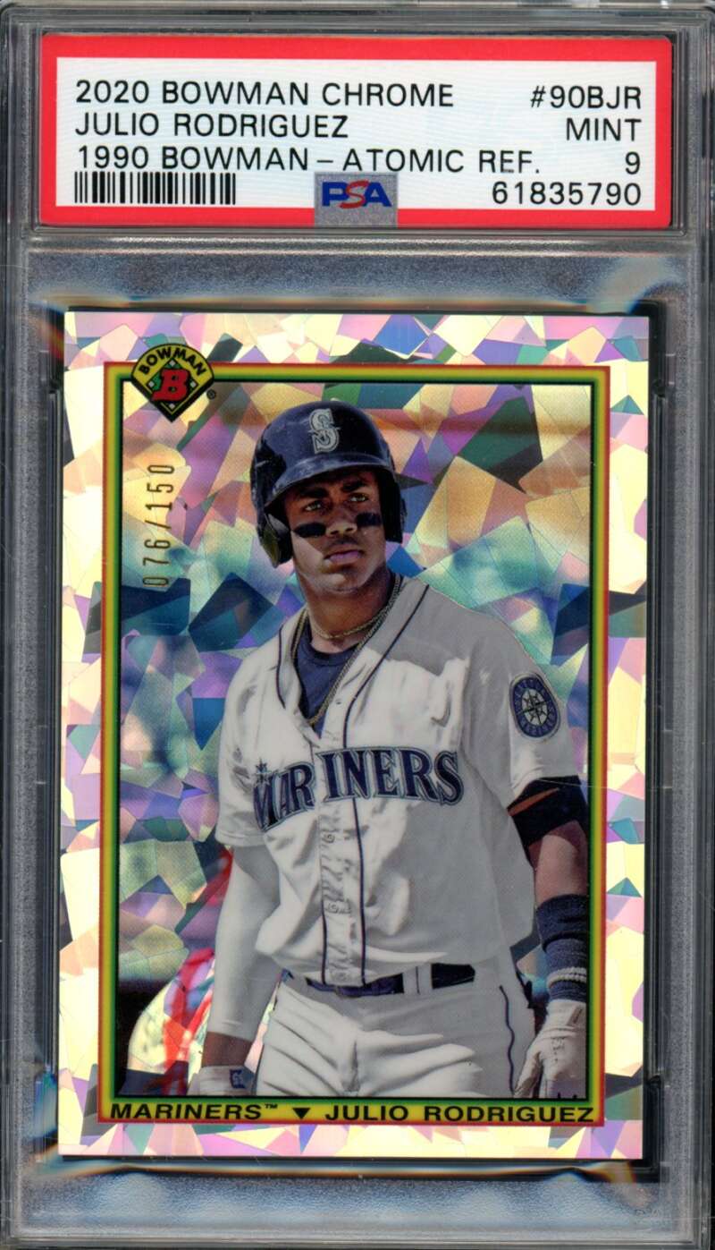 Julio Rodriguez 2020 Bowman Chrome 1990 Bowman Atomic Refractor #90BJR PSA 9 Image 1