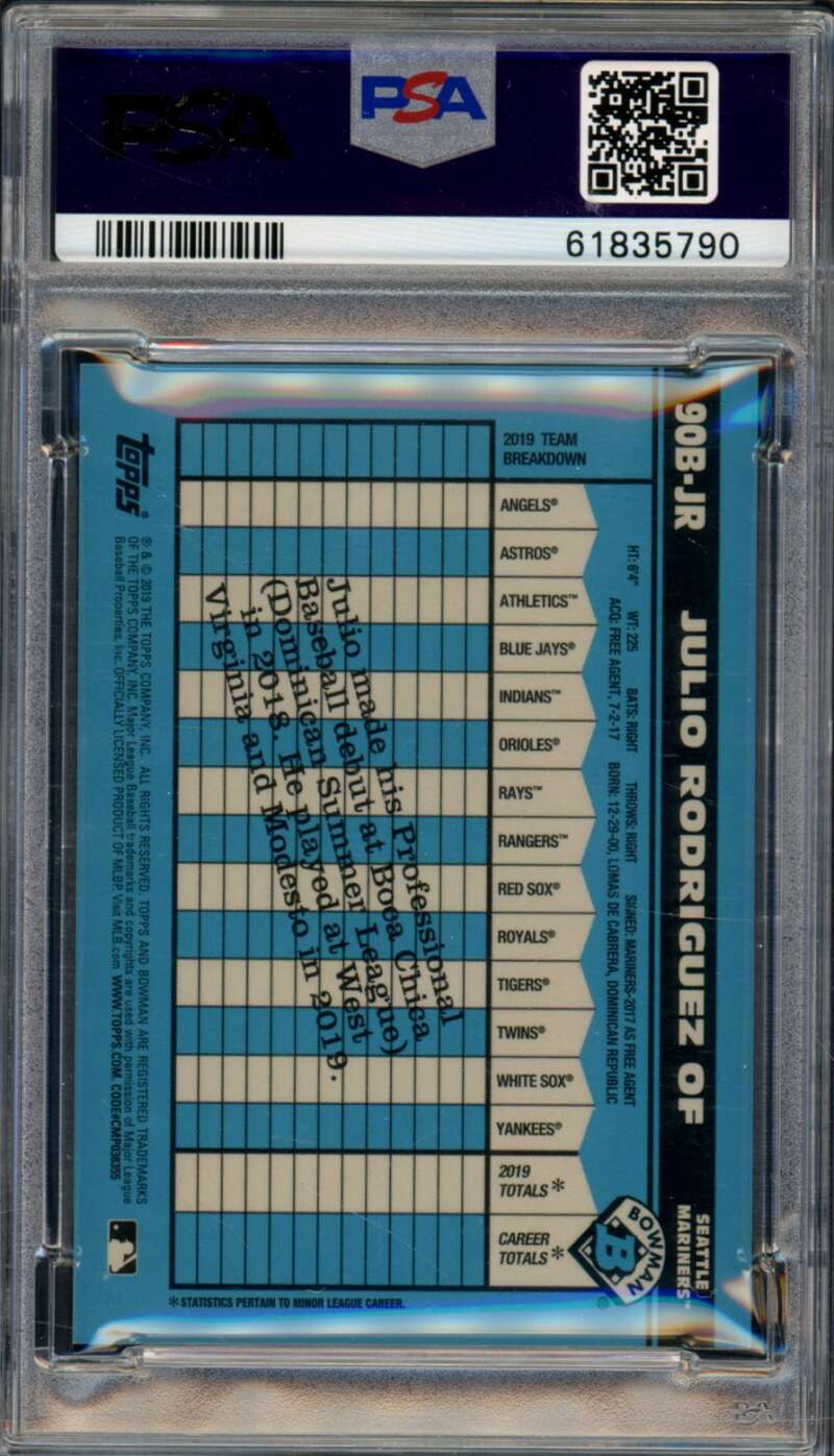 Julio Rodriguez 2020 Bowman Chrome 1990 Bowman Atomic Refractor #90BJR PSA 9 Image 2