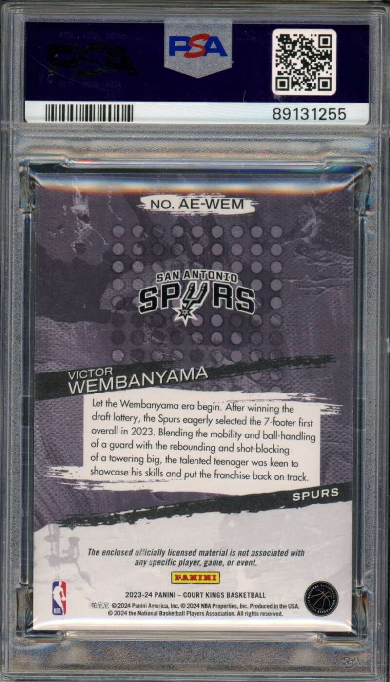 Victor Wembanyama Rookie 2023 Court Kings Artistic Endevors Relic #AEWEM PSA 9 Image 2