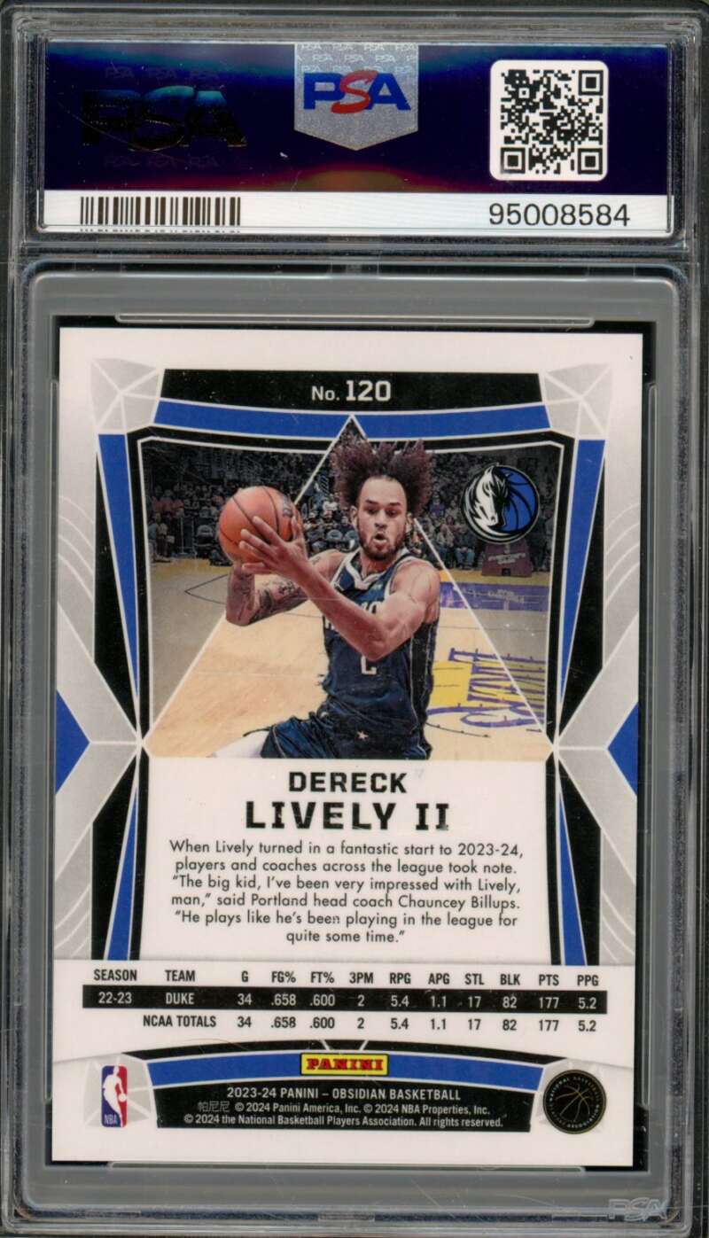 Dereck Lively II Rookie Card 2023-24 Obsidian #120 PSA 10 Image 2