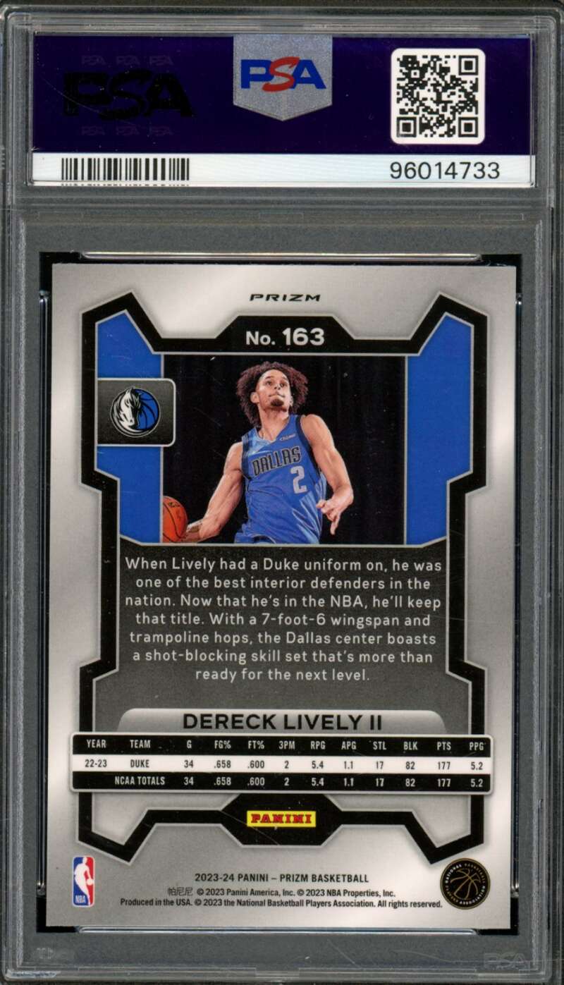 Dereck Lively II Rookie Card 2023-24 Prizm Green Prizm #163 PSA 8 Image 2