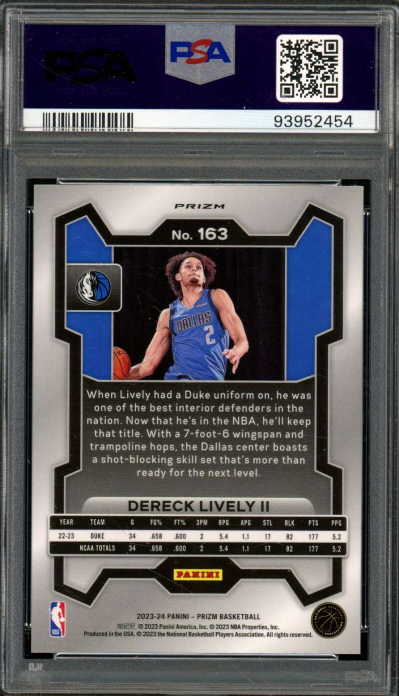 Dereck Lively II Rookie Card 2023-24 Prizm Green Prizm #163 PSA 9 Image 2