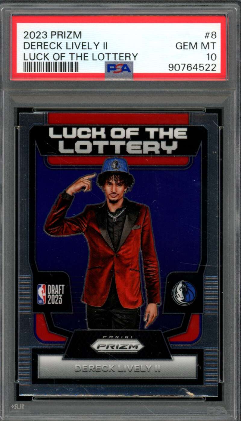 Dereck Lively II Rookie Card 2023-24 Prizm Luck Of The Lottery #8 PSA 10 Image 1