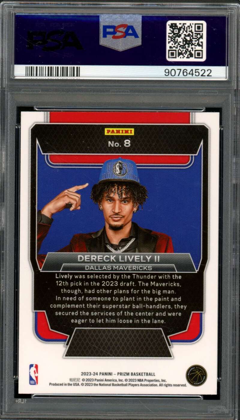 Dereck Lively II Rookie Card 2023-24 Prizm Luck Of The Lottery #8 PSA 10 Image 2