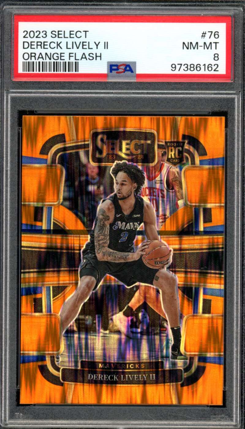 Dereck Lively II Rookie Card 2023-24 Select Orange Flash Prizm #76 PSA 8 Image 1