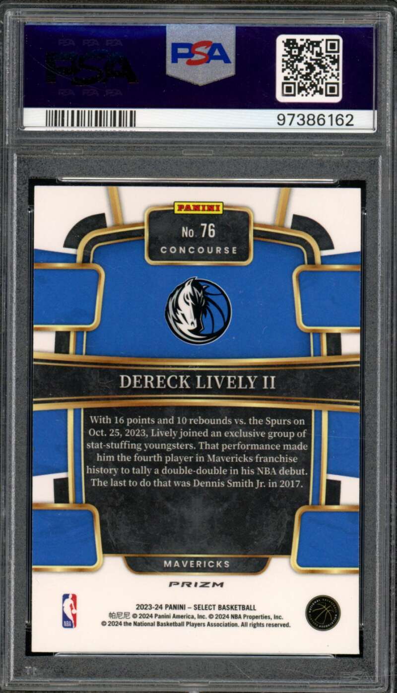 Dereck Lively II Rookie Card 2023-24 Select Orange Flash Prizm #76 PSA 8 Image 2