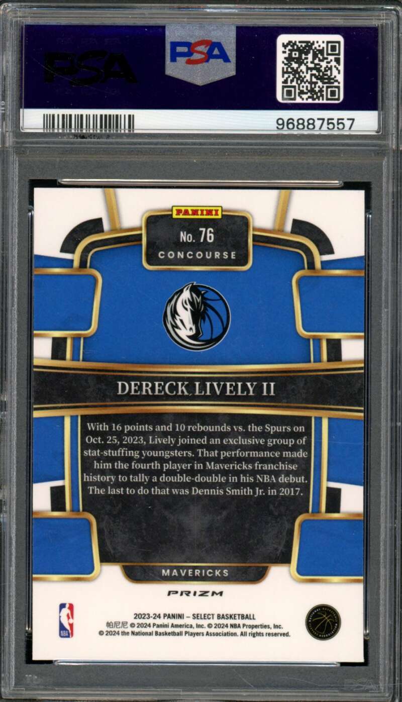 Dereck Lively II Rookie Card 2023-24 Select Tectonic #76 PSA 9 Image 2