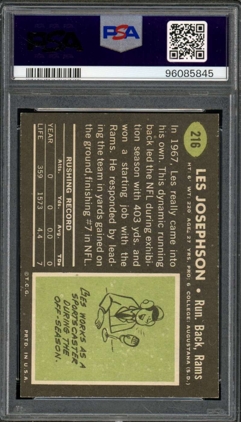 Les Josephson Card 1969 Topps #216 PSA 7 Image 2