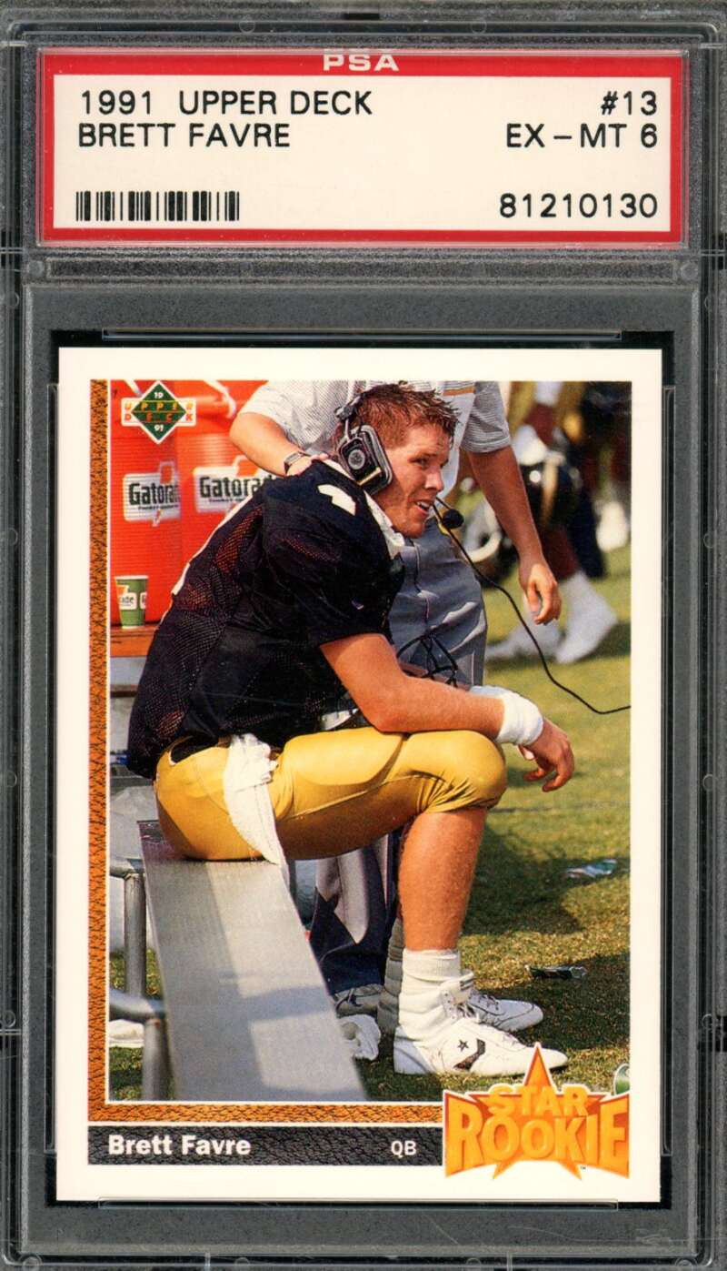 Brett Favre Rookie Card 1991 Upper Deck #13 PSA 6 Image 1