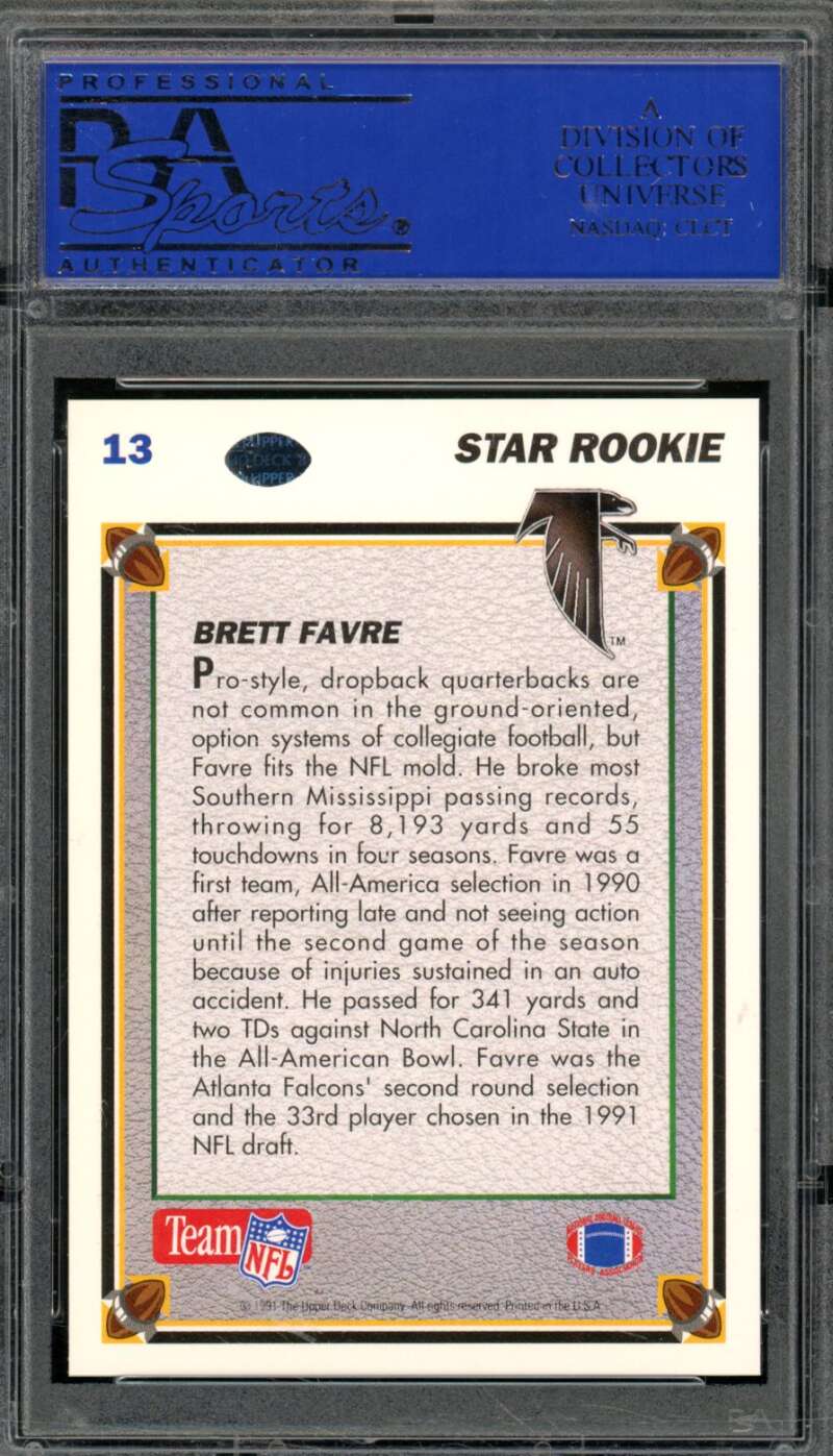 Brett Favre Rookie Card 1991 Upper Deck #13 PSA 6 Image 2