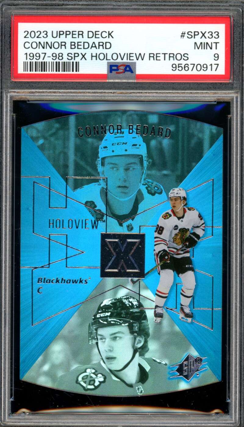 Connor Bedard Rookie 2023-24 Upper Deck 1997-98 SPX Holoview Retros #SPX33 PSA 9 Image 1