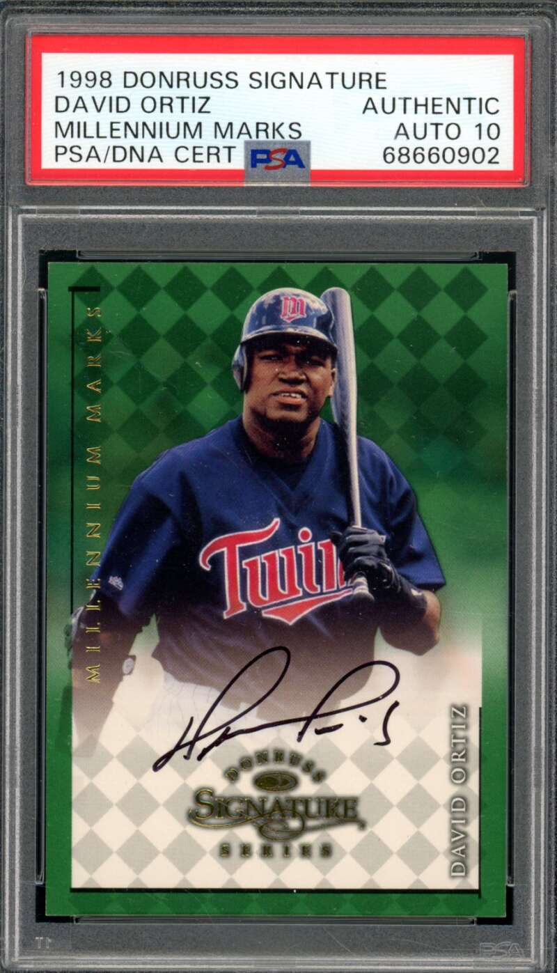 David Ortiz Rookie 1998 Donruss Signature Millennium Marks PSA/DNA Auth Auto 10 Image 1